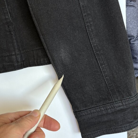 Christine Alexander Women Denim Black Jacket Size S Button Up Rhinestone Stretch - Picture 10 of 13